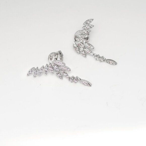 White Gold Winged Earrings - Picture 4 of 5